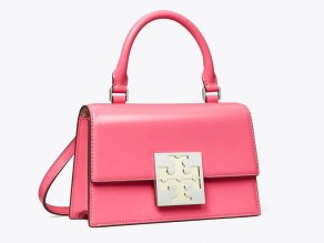 Tory Burch Fleming Convertible Matte Small Leather Shoulder Bag In Crazy  Pink