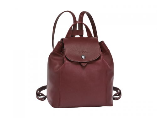 Longchamp Le Pliage Cuir Backpack in Red