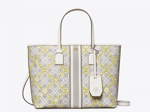 Tory Burch T Monogram Coated Canvas Tote In New Ivory/gold