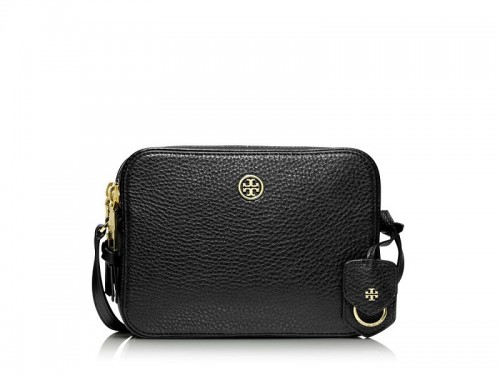 Tory Burch 'robinson' Double Zip Leather Crossbody Bag in Black