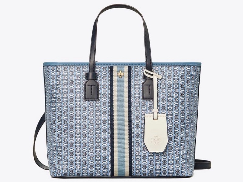 9264 TORY BURCH Gemini Link Canvas Small Tote BLUE YONDER