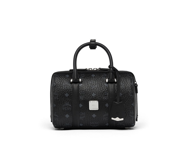 100% Authentic MCM Black Visetos Small Boston Hand Bag With MCM  Charm&Dust Bag