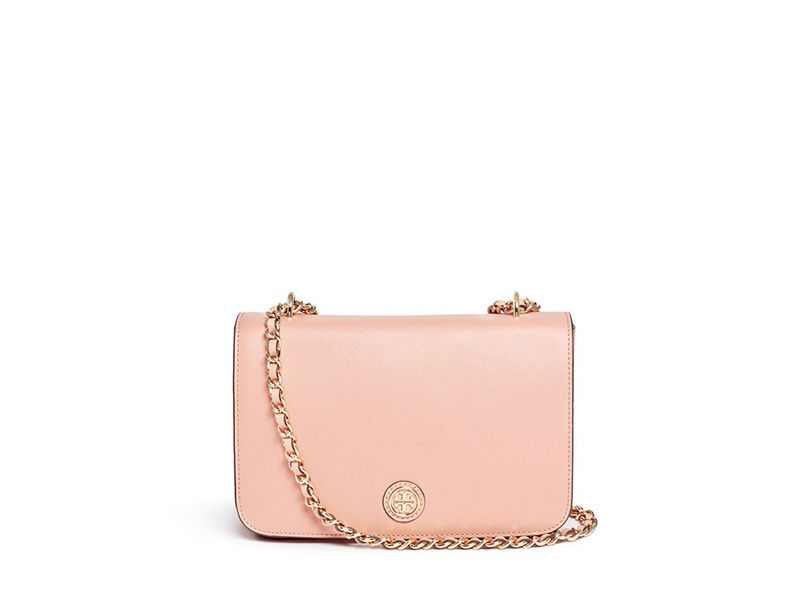 Tory Burch Small Robinson Double-zip Leather Tote - Pink In Pale