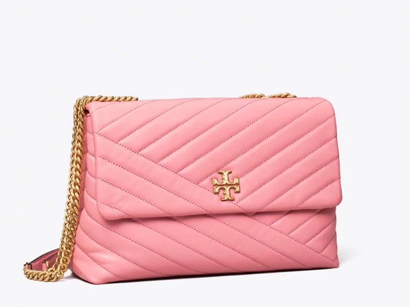 Kira Chevron Quilted Leather Shoulder Bag - Pink In Pink Moon/gold