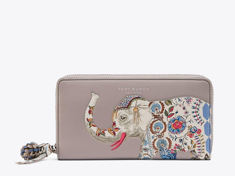 6396 TORY BURCH Elephant Zip Continental Wallet FRENCH GRAY |