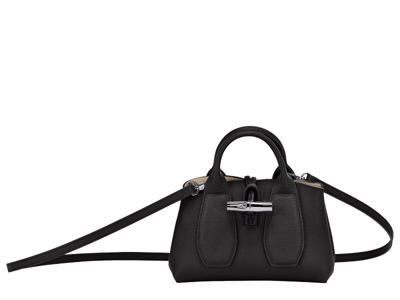NWT Longchamp Roseau Mini Sml Crossbody Bag BLACK Made in France AUTHENTIC