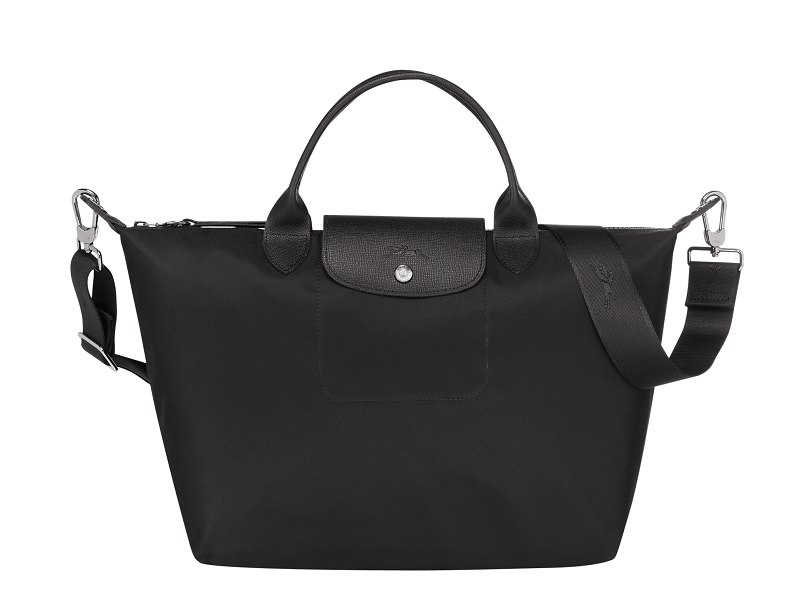 12324 LONGCHAMP Le Pliage Cuir (Black Nickel) Small Top Handle Bag WHITE