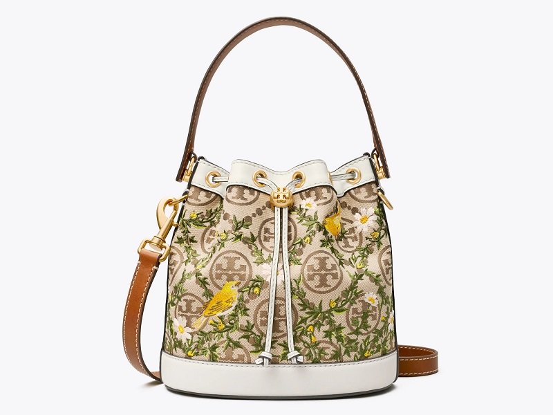 T Monogram Jacquard Embroidered Mini Bucket Bag: Women's Handbags